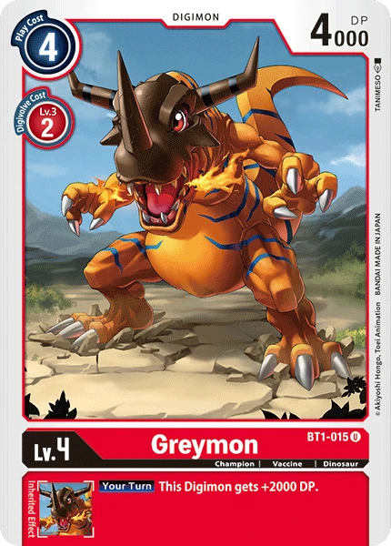Digimon Kartenspiel Sammelkarte BT1-015 Greymon