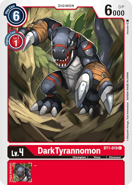 Digimon Kartenspiel Sammelkarte BT1-019 DarkTyrannomon