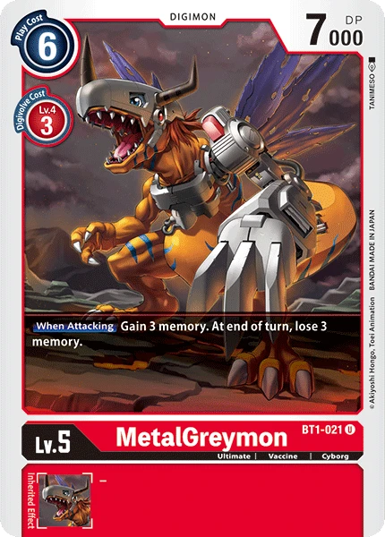 Digimon Kartenspiel Sammelkarte BT1-021 MetalGreymon