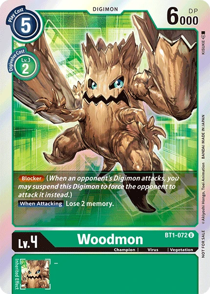 Digimon Kartenspiel Sammelkarte BT1-072 Woodmon alternatives Artwork 1