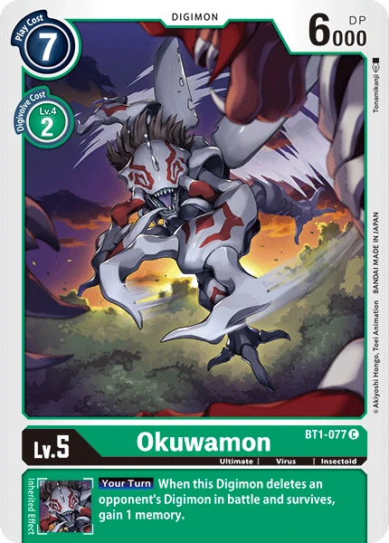 Digimon Kartenspiel Sammelkarte BT1-077 Okuwamon