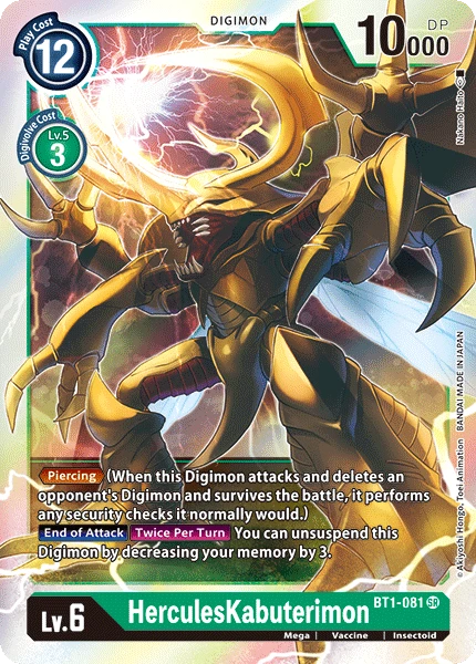 Digimon Kartenspiel Sammelkarte BT1-081 HerculesKabuterimon