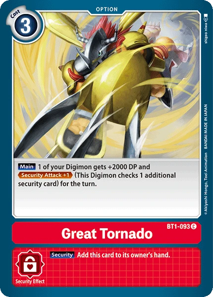 Digimon Kartenspiel Sammelkarte BT1-093 Great Tornado