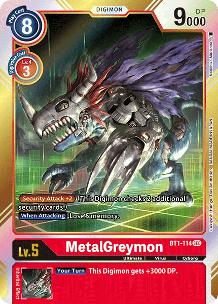 Digimon Kartenspiel Sammelkarte BT1-114 MetalGreymon