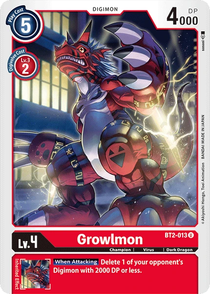 Digimon Kartenspiel Sammelkarte BT2-013 Growlmon