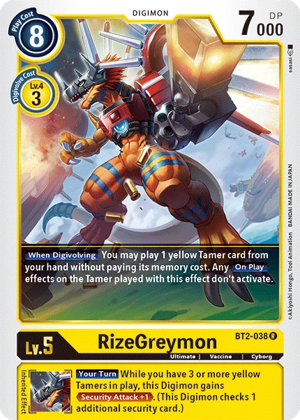 Digimon Kartenspiel Sammelkarte BT2-038 RizeGreymon