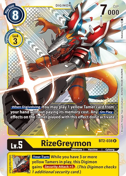 Digimon Kartenspiel Sammelkarte BT2-038 RizeGreymon alternatives Artwork 1