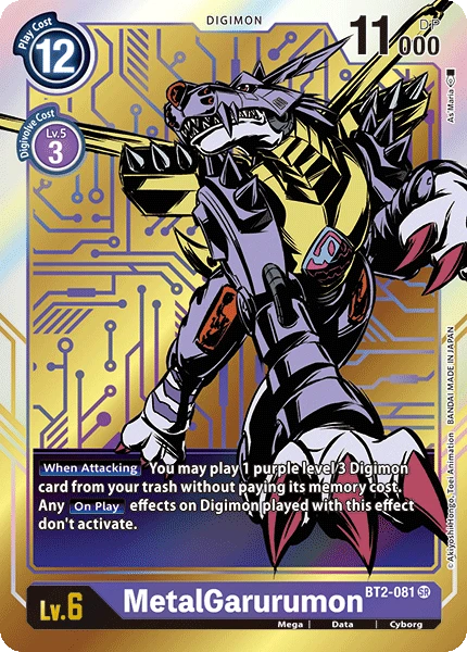 Digimon Kartenspiel Sammelkarte BT2-081 MetalGarurumon alternatives Artwork 1