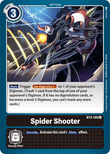 Digimon Kartenspiel Sammelkarte BT2-105 Spider Shooter