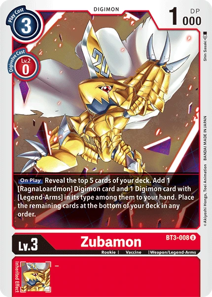 Digimon Kartenspiel Sammelkarte BT3-008 Zubamon