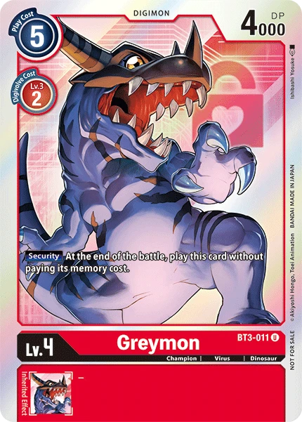 Digimon Kartenspiel Sammelkarte BT3-011 Greymon alternatives Artwork 1