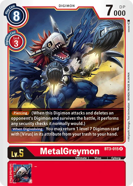 Digimon Kartenspiel Sammelkarte BT3-015 MetalGreymon