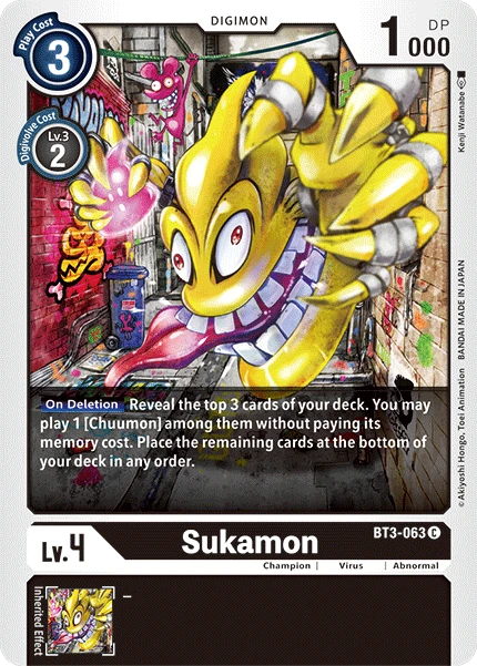 Digimon Kartenspiel Sammelkarte BT3-063 Sukamon