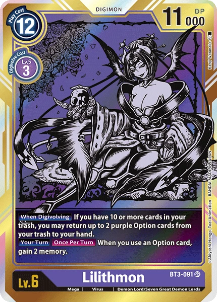 Digimon Kartenspiel Sammelkarte BT3-091 Lilithmon alternatives Artwork 1
