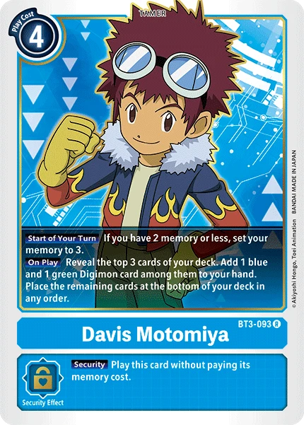 Digimon Kartenspiel Sammelkarte BT3-093 Davis Motomiya