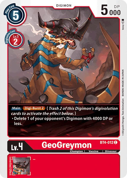 Digimon Kartenspiel Sammelkarte BT4-012 GeoGreymon