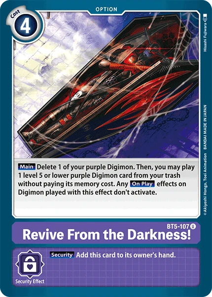Digimon Kartenspiel Sammelkarte BT5-107 Revive From the Darkness!