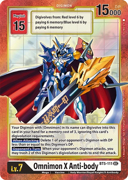 Digimon Kartenspiel Sammelkarte BT5-111 Omnimon X Anti-body alternatives Artwork 1