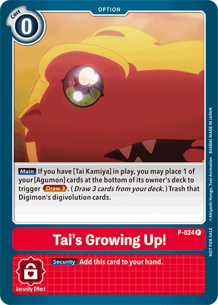 Digimon Kartenspiel Sammelkarte P-024 Tai's Growing Up!