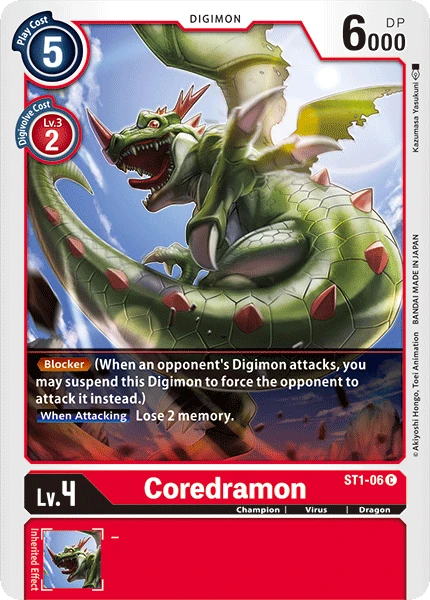 Digimon Kartenspiel Sammelkarte ST1-06 Coredramon