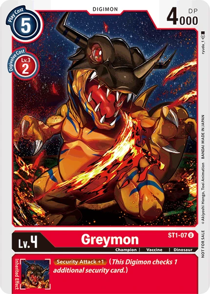 Digimon Kartenspiel Sammelkarte ST1-07 Greymon alternatives Artwork 1