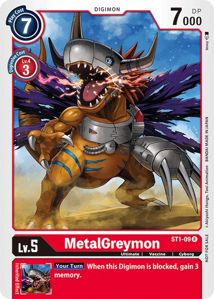 Digimon Kartenspiel Sammelkarte ST1-09 MetalGreymon alternatives Artwork 1