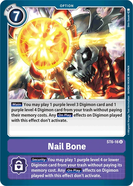 Digimon Kartenspiel Sammelkarte ST6-16 Nail Bone