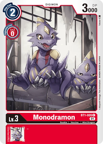 Digimon Kartenspiel Sammelkarte BT1-009 Monodramon alternatives Artwork 1