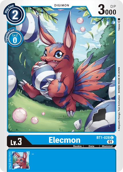 Digimon Kartenspiel Sammelkarte BT1-028 Elecmon alternatives Artwork 1