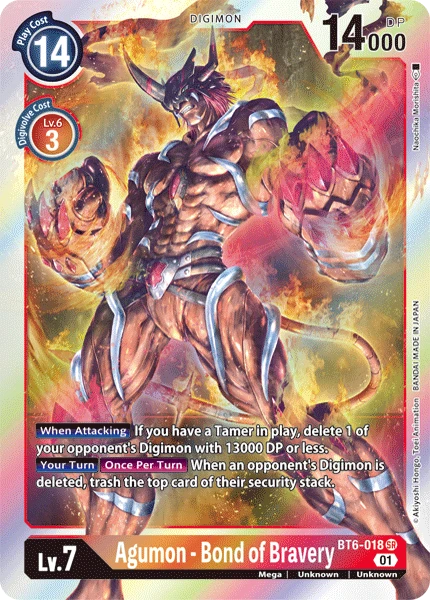 Digimon Kartenspiel Sammelkarte BT6-018 Agumon - Bond of Bravery