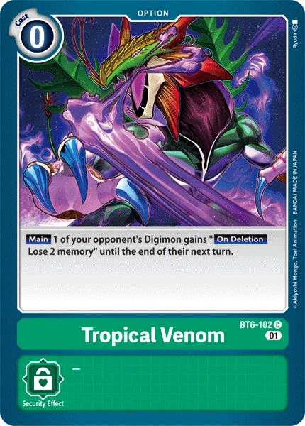 Digimon Kartenspiel Sammelkarte BT6-102 Tropical Venom