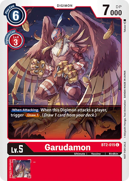 Digimon Kartenspiel Sammelkarte BT2-015 Garudamon alternatives Artwork 1