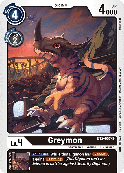 Digimon Kartenspiel Sammelkarte BT2-057 Greymon alternatives Artwork 1