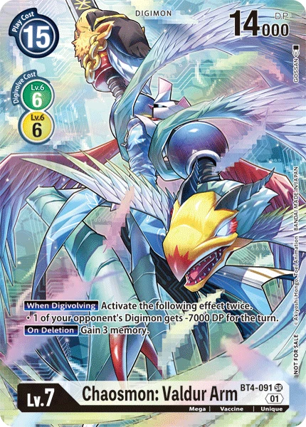 Digimon Kartenspiel Sammelkarte BT4-091 Chaosmon: Valdur Arm alternatives Artwork 1