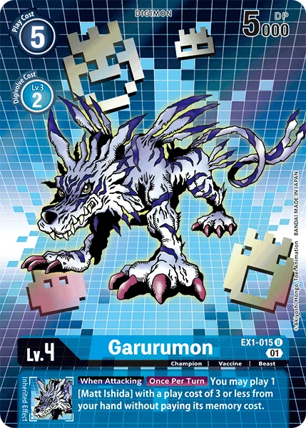 Digimon Kartenspiel Sammelkarte EX1-015 Garurumon alternatives Artwork 1