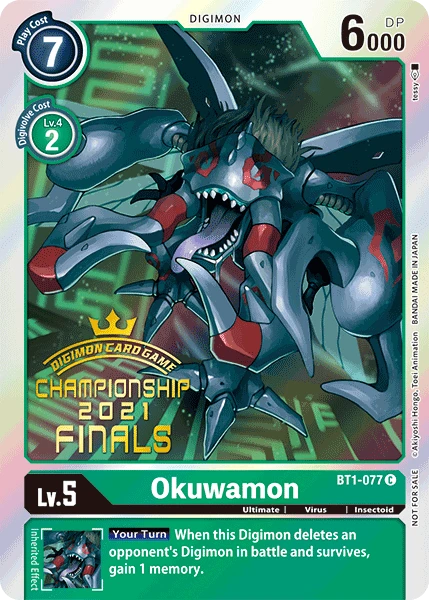 Digimon Kartenspiel Sammelkarte BT1-077 Okuwamon alternatives Artwork 2