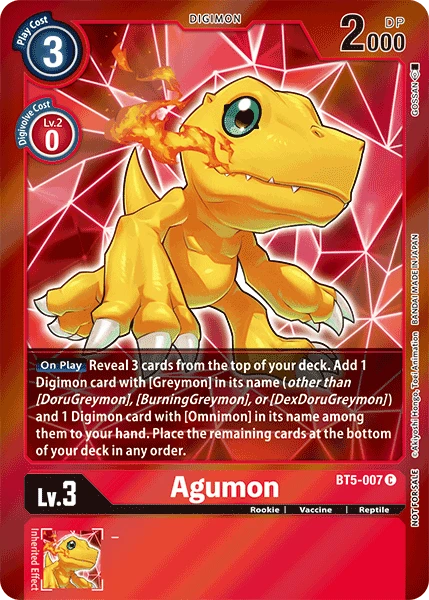 Digimon Kartenspiel Sammelkarte BT5-007 Agumon alternatives Artwork 1