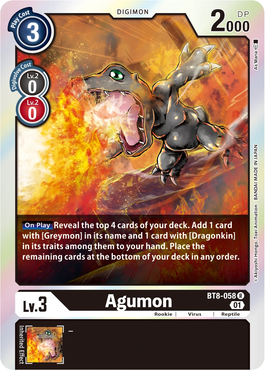 Digimon Card Game Sammelkarte BT8-058 Agumon