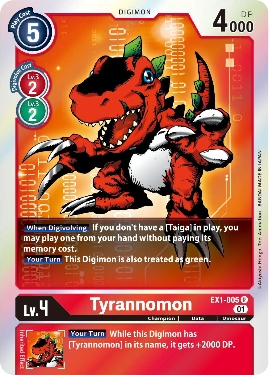 Digimon Card Game Sammelkarte EX1-005 Tyrannomon