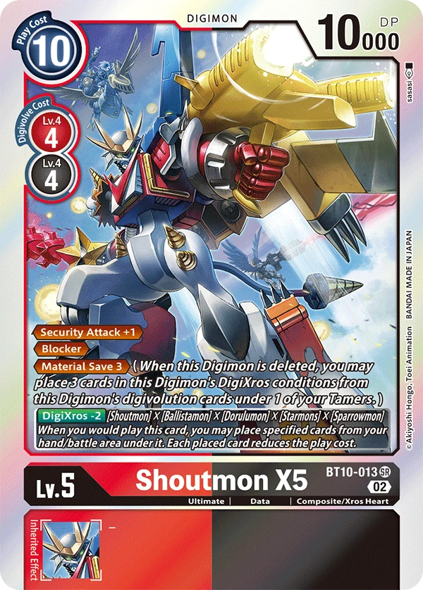 Digimon Card Game Sammelkarte BT10-013 Shoutmon X5