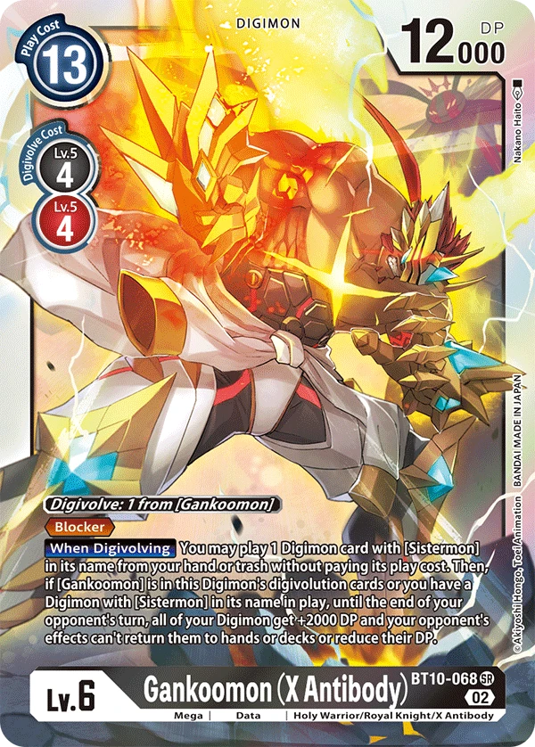 Digimon Card Game Sammelkarte BT10-068 Gankoomon (X Antibody)