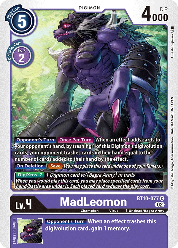 Digimon Card Game Sammelkarte BT10-077 MadLeomon