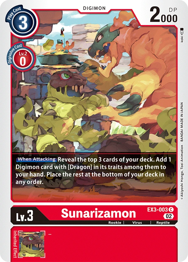 Digimon Card Game Sammelkarte EX3-003 Sunarizamon