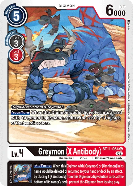 Digimon Card Game Sammelkarte BT11-064 Greymon (X Antibody)
