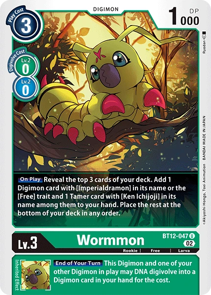 Digimon Card Game Sammelkarte BT12-047 Wormmon