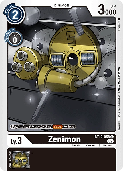 Digimon Card Game Sammelkarte BT12-058 Zenimon