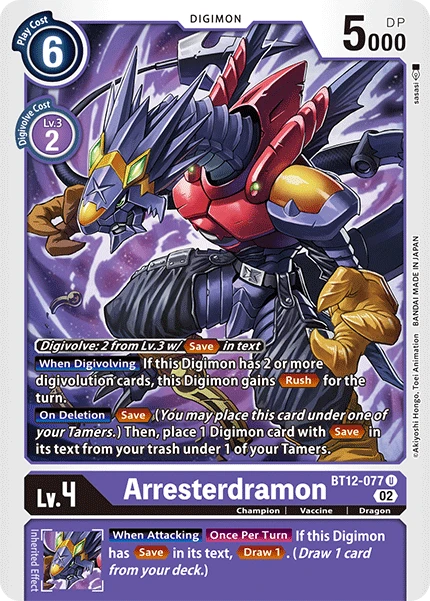 Digimon Card Game Sammelkarte BT12-077 Arresterdramon