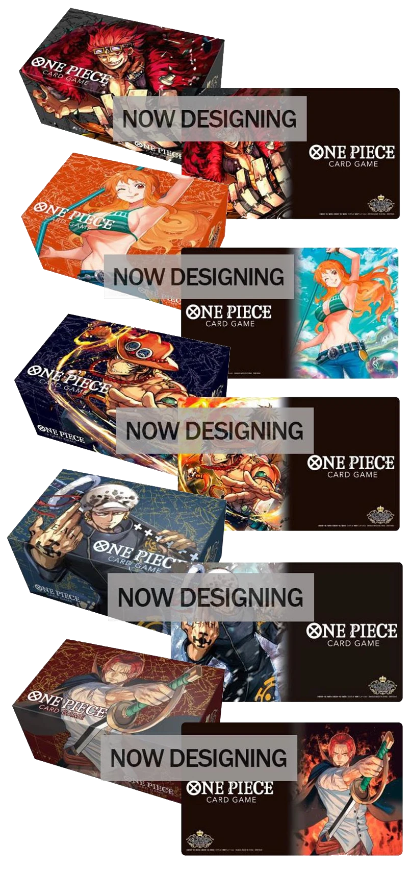 One Piece Card Game Storage Box und Playmat Sets Oktober 2023, alle Motive