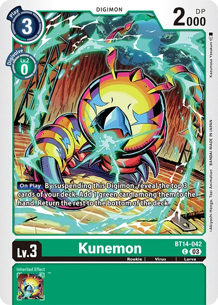 Digimon Card Game Sammelkarte BT14-042 Kunemon