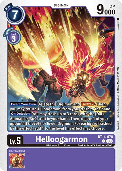 Digimon Card Game Sammelkarte BT14-078 Helloogarmon